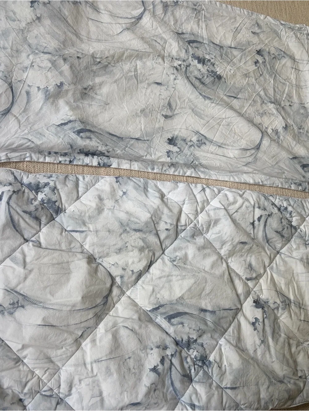 Pottery Barn Stinson Wave Percale 100% Cotton King Pillowcase Shams Set of 2